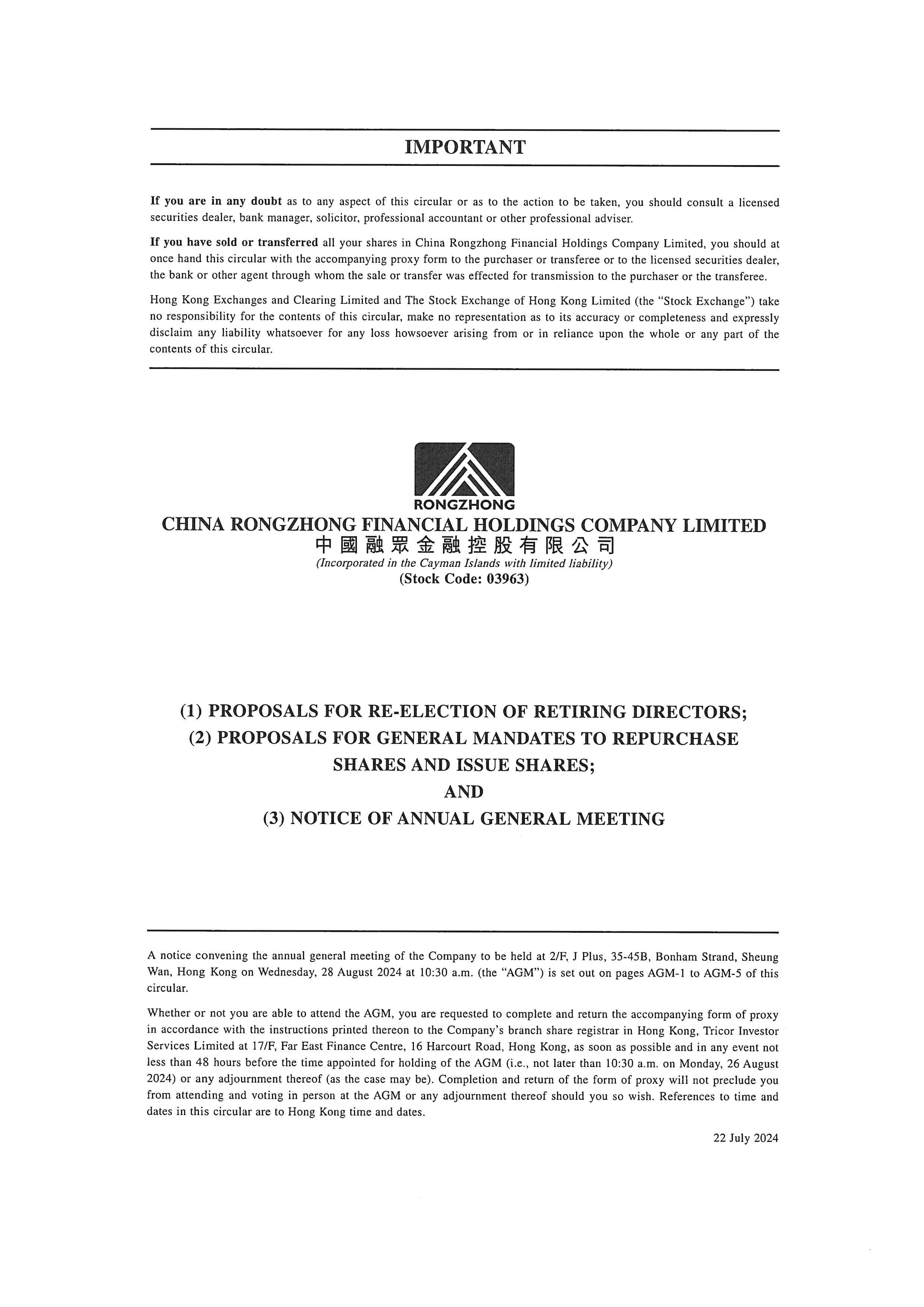 Circulars - [General Mandate / Re-election or Appointment of Director subject to Shareholders' Approval / Explanatory...
