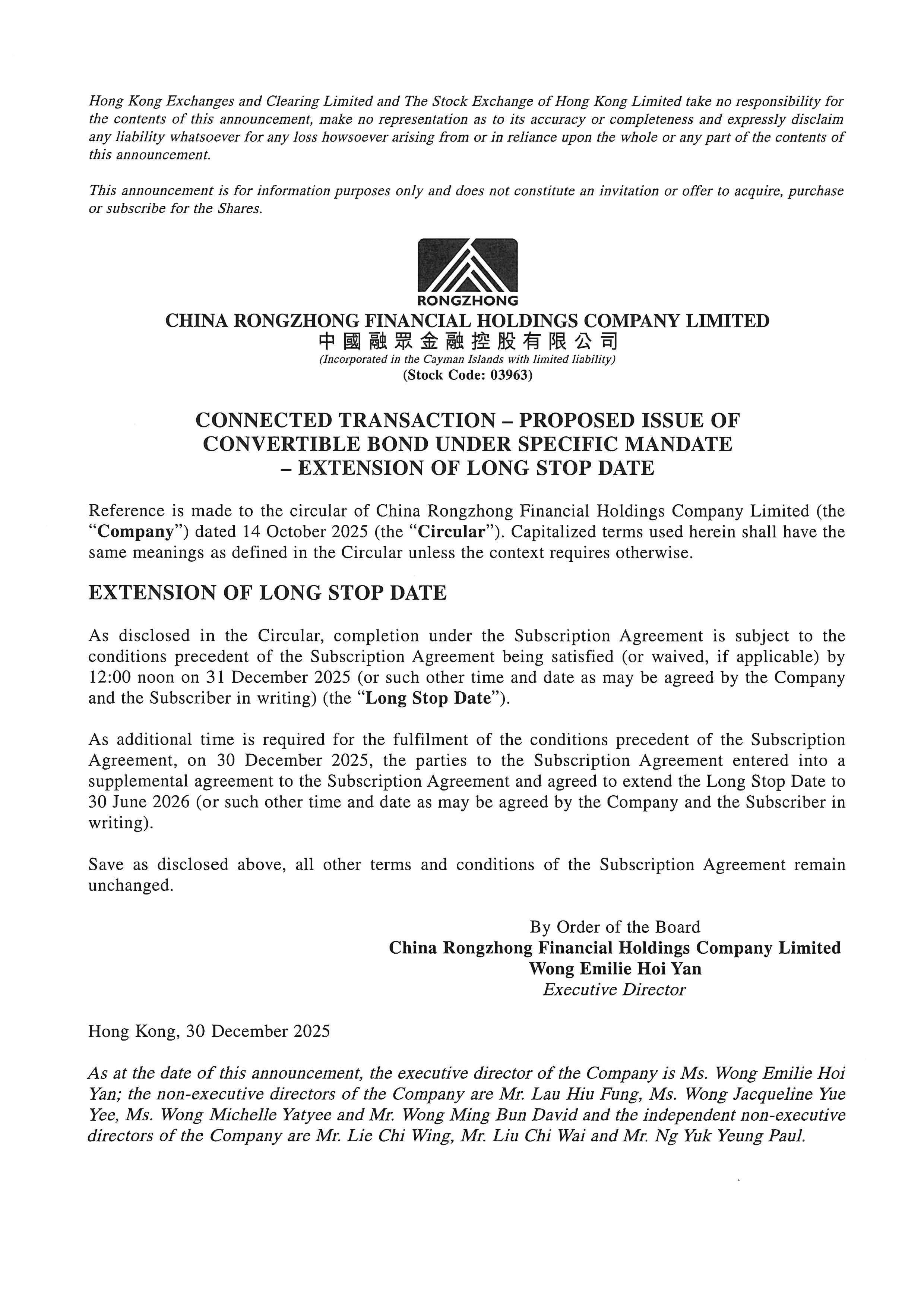 Announcements and Notices - [Issue of Convertible Securities / Issue of Shares under a Specific Mandate / Connected Transaction]