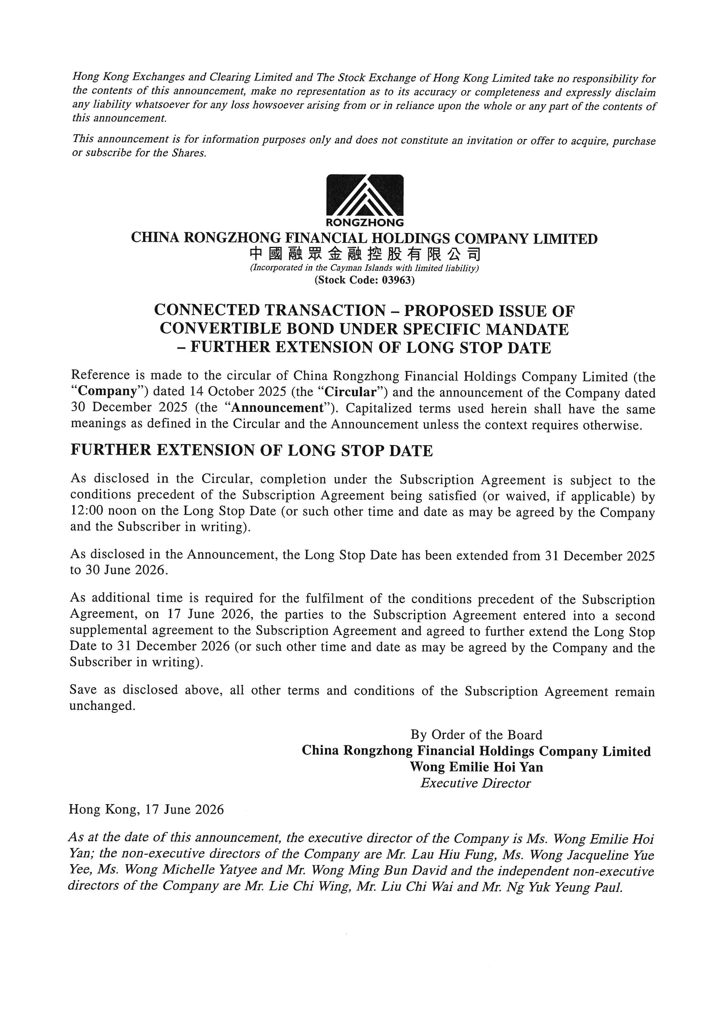 Announcements and Notices - [Issue of Convertible Securities / Issue of Shares under a Specific Mandate / Connected Transaction]